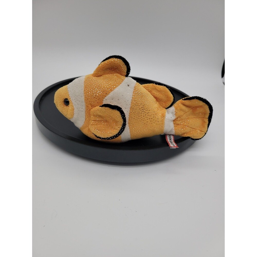 Douglas Clown Fish Cuddle Toys 9 " Glitter Plush Orange White  Animal Toy Flaw